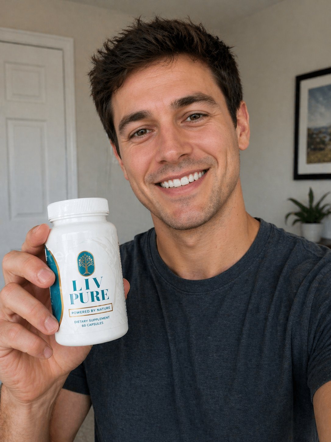 Liv Pure customer review - man in tank top holding Liv Pure